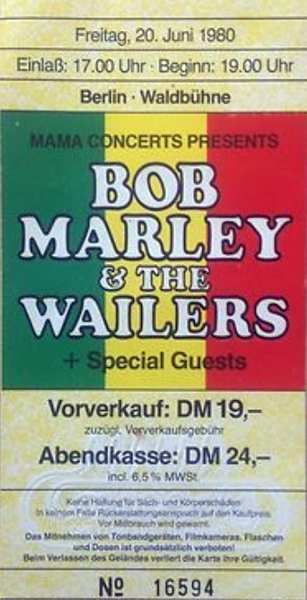 #Eintrittskarte #BobMarley #Waldbühne Berlin #Erinnerungen