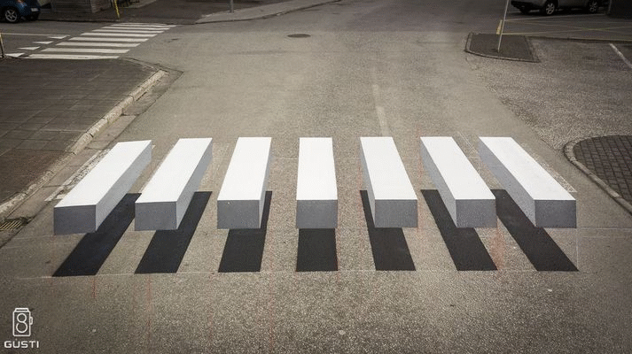 50 years after #Abbeyroad: 3D Zebra Crosswalks at Ísafjörður, Iceland (gif/ani)