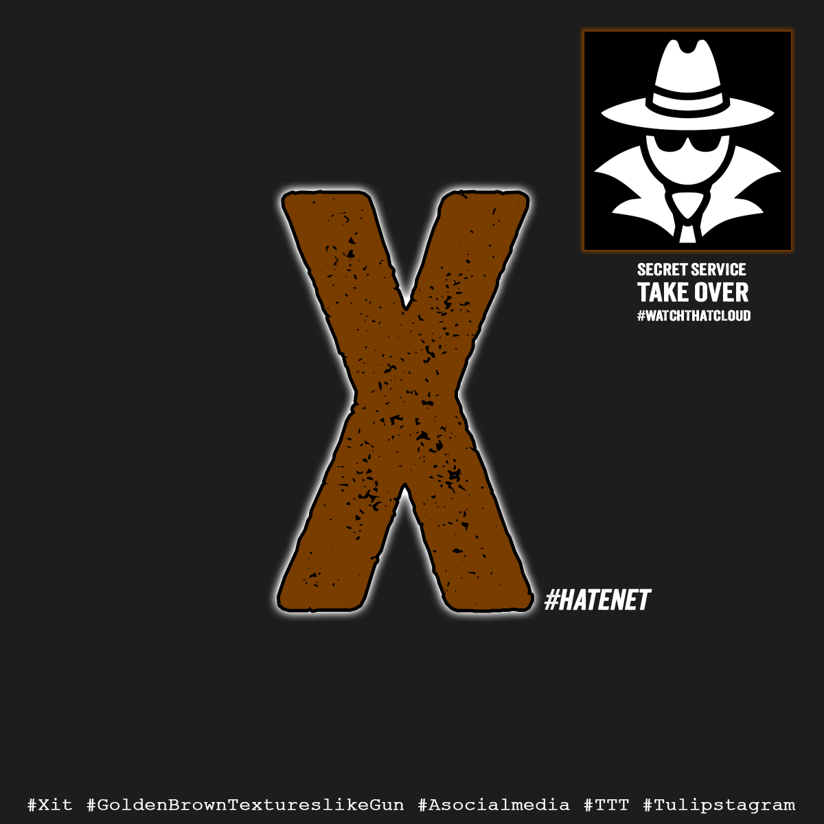 "X" - Secret Service: Take Over #watchthatcloud #hateNet #Xit #GoldenBrownTextureslikeGun #Asocialmedia #TTT #Tulipstagram