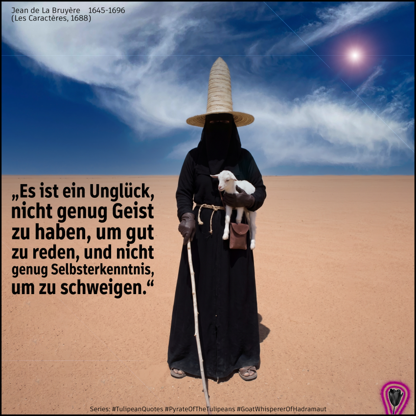 Ziegenflüsterin - Jean de La Bruyère (1645-1696) (Les Caractères, 1688) - Series: #TulipeanQuotes #PyrateOfTheTulipeans #GoatWhispererOfHadramaut